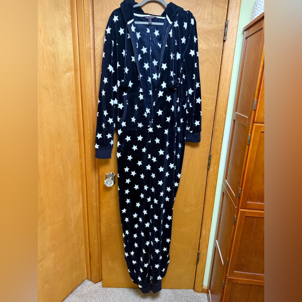Long Tall Sally blue and White Star Onesie Pajama